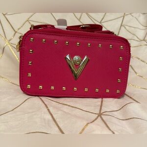Valentino Orlandi Crossbody Women’s Hot Pink Studded Camera Bag NWT